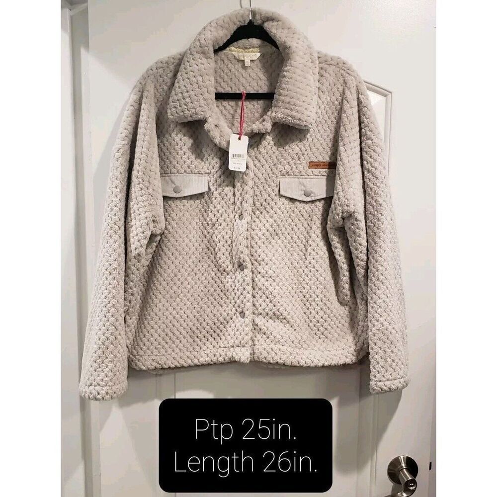 Simply Southern Soft Fleece Cropped Jacket In Fog Size XXL NWT MSRP‎ $46